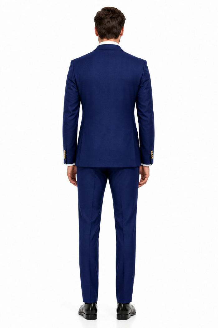 Mens Double Breasted Blazer - Wool Royal Blue Sport Coat With Gold Buttons