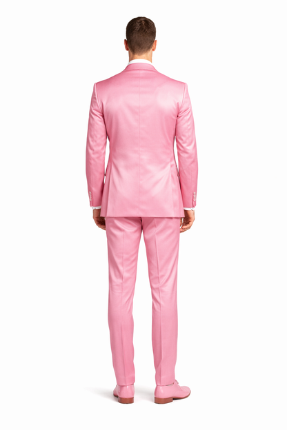 Mens Blush Shiny Blazer - Rose Gold  Sateen Vested Suit in Pink Color Jacket  Pants  Vest