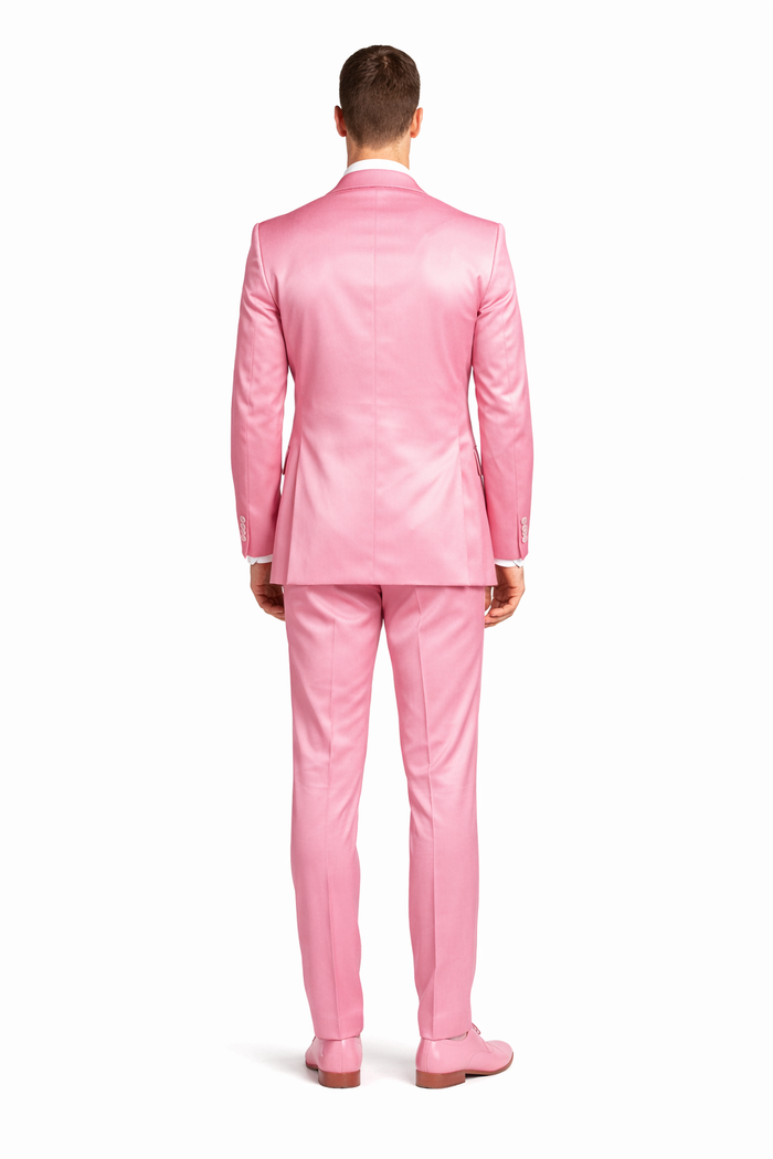 Mens Blush Shiny Blazer - Rose Gold  Sateen Vested Suit in Pink Color Jacket  Pants  Vest