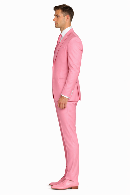 Mens Blush Shiny Blazer - Rose Gold  Sateen Vested Suit in Pink Color Jacket  Pants  Vest
