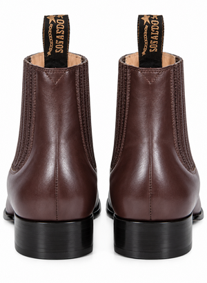 Los Altos Boots Men's Light Brown Genuine Deer Chelsea Charro Leather Sole Handmade Short Boot ~ botines para hombre