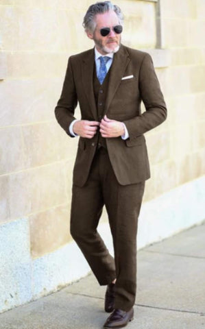 Linen Suit - Mens Summer Suits Brown Linen Color - Beach Wedding