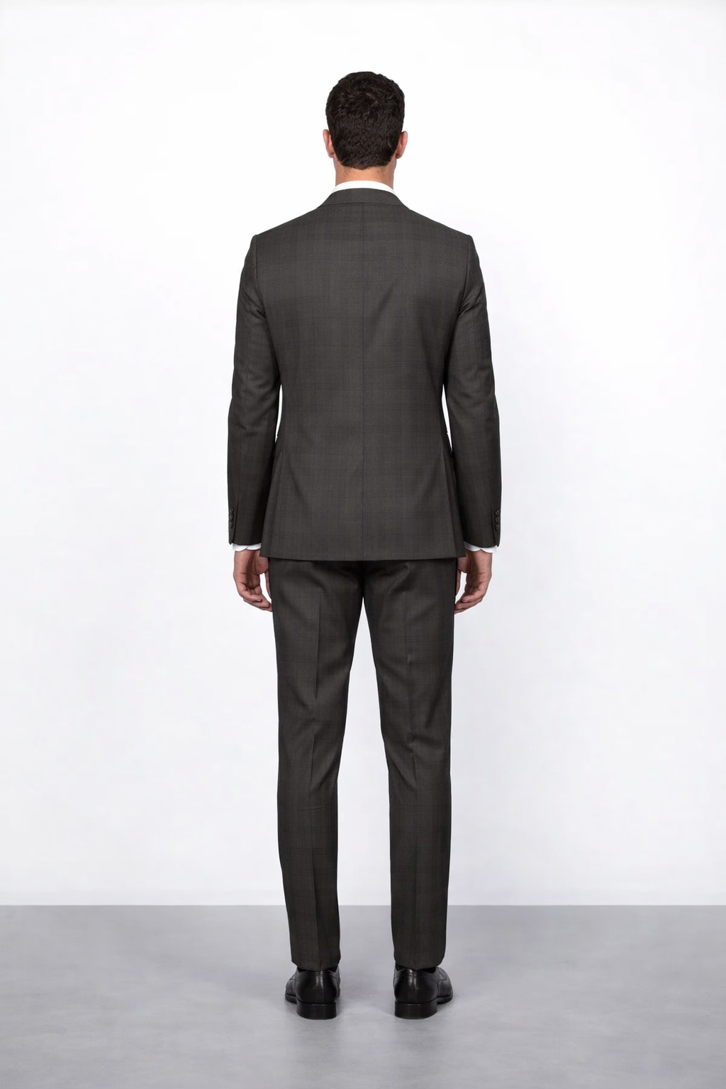 Men's Brown Plaid Slim Fit Suit by Rossiman Rossi ?? Peak Lapel Jacket & Tapered Pants