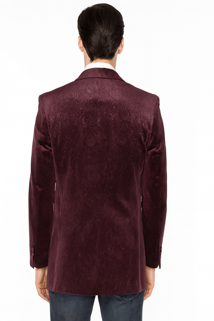 Mens Burgundy Paisley Shawl Blazer