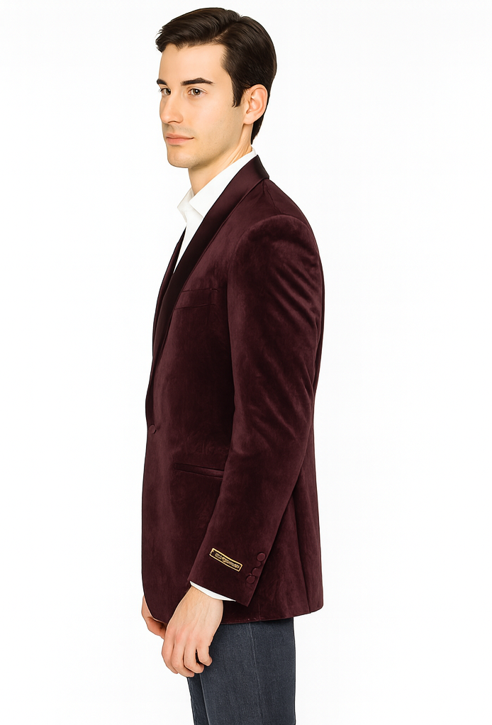 Mens Burgundy Paisley Shawl Blazer