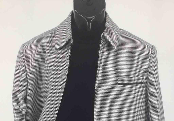 Mens Casual Leisure Suit White Black Houndstooth BP6783