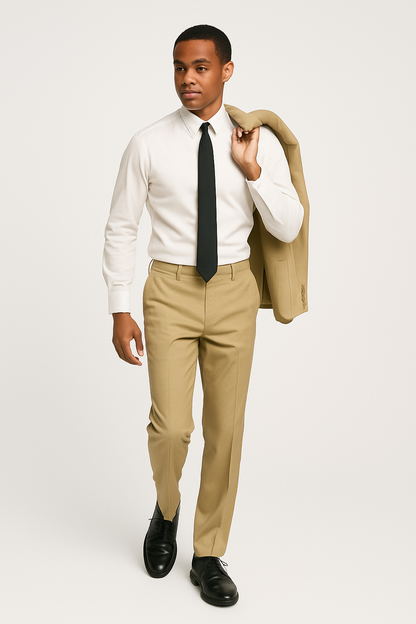 Mens Slim Fit Suit Beige