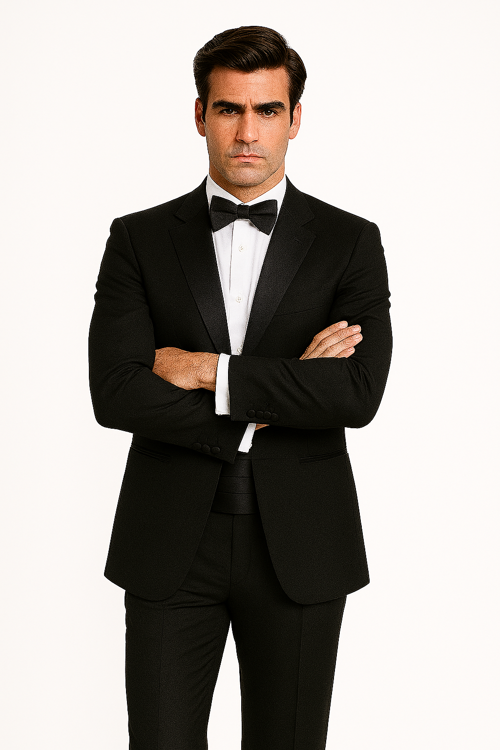 Mens Traditional 2 Button Polyester Tuxedo in Black