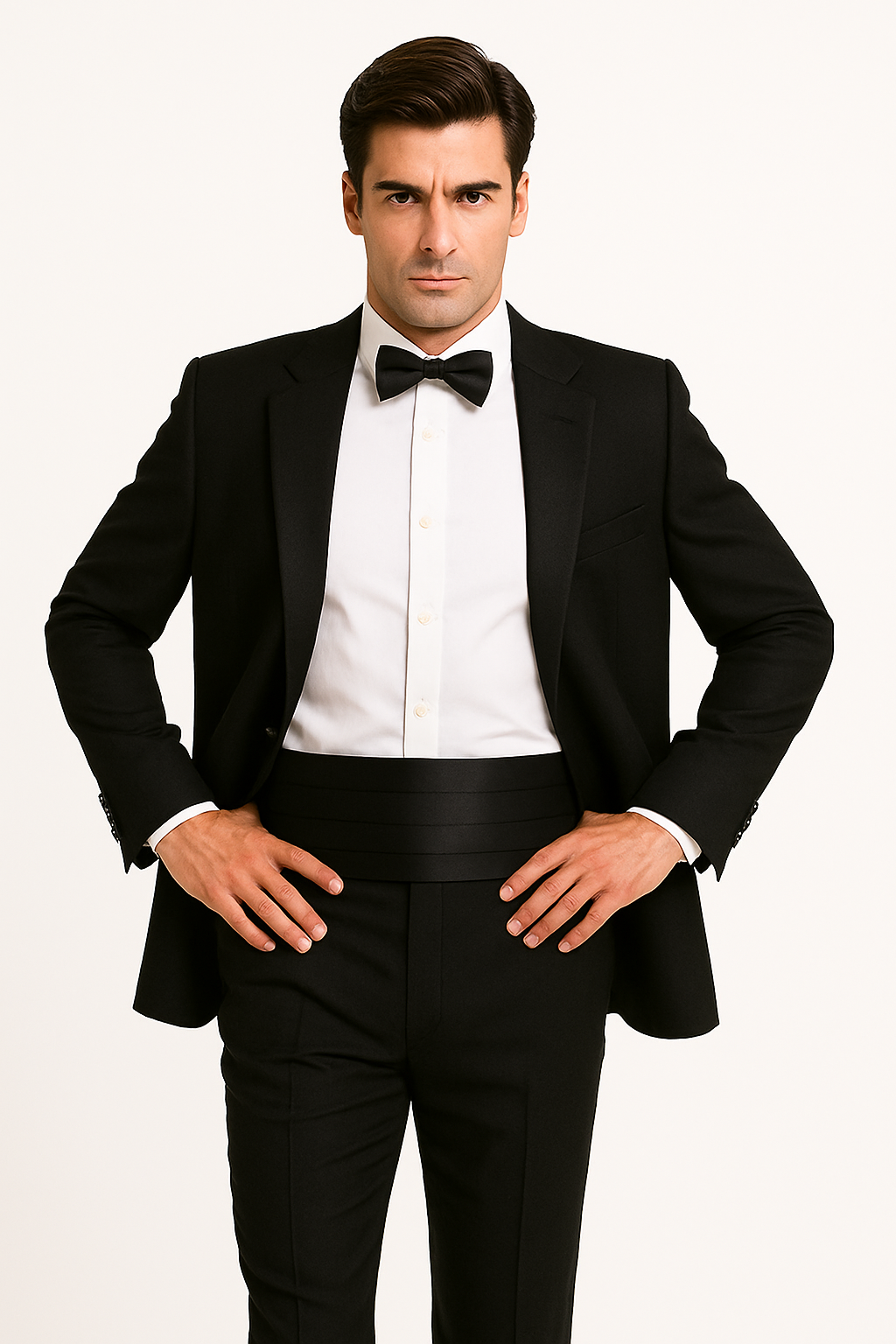 Mens Traditional 2 Button Polyester Tuxedo in Black