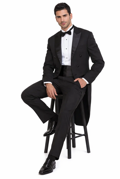 Mens Traditional Polyester Tail Tuxedo in Black