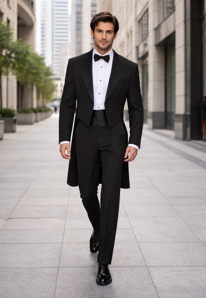 Mens Traditional Polyester Tail Tuxedo in Black