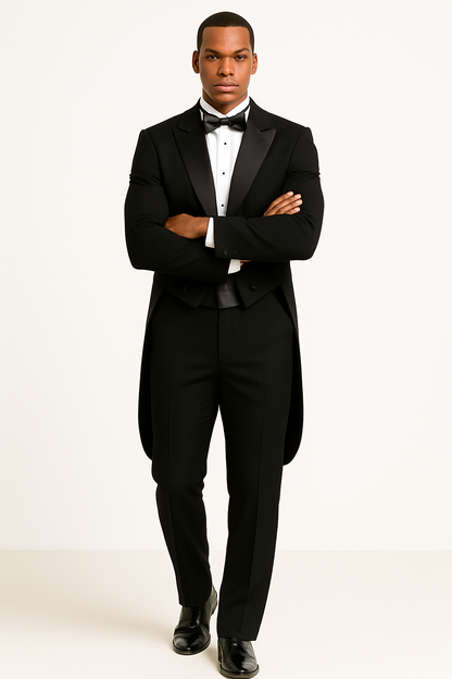 Mens Traditional Polyester Tail Tuxedo in Black