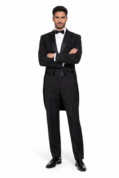 Mens Traditional Polyester Tail Tuxedo in Black