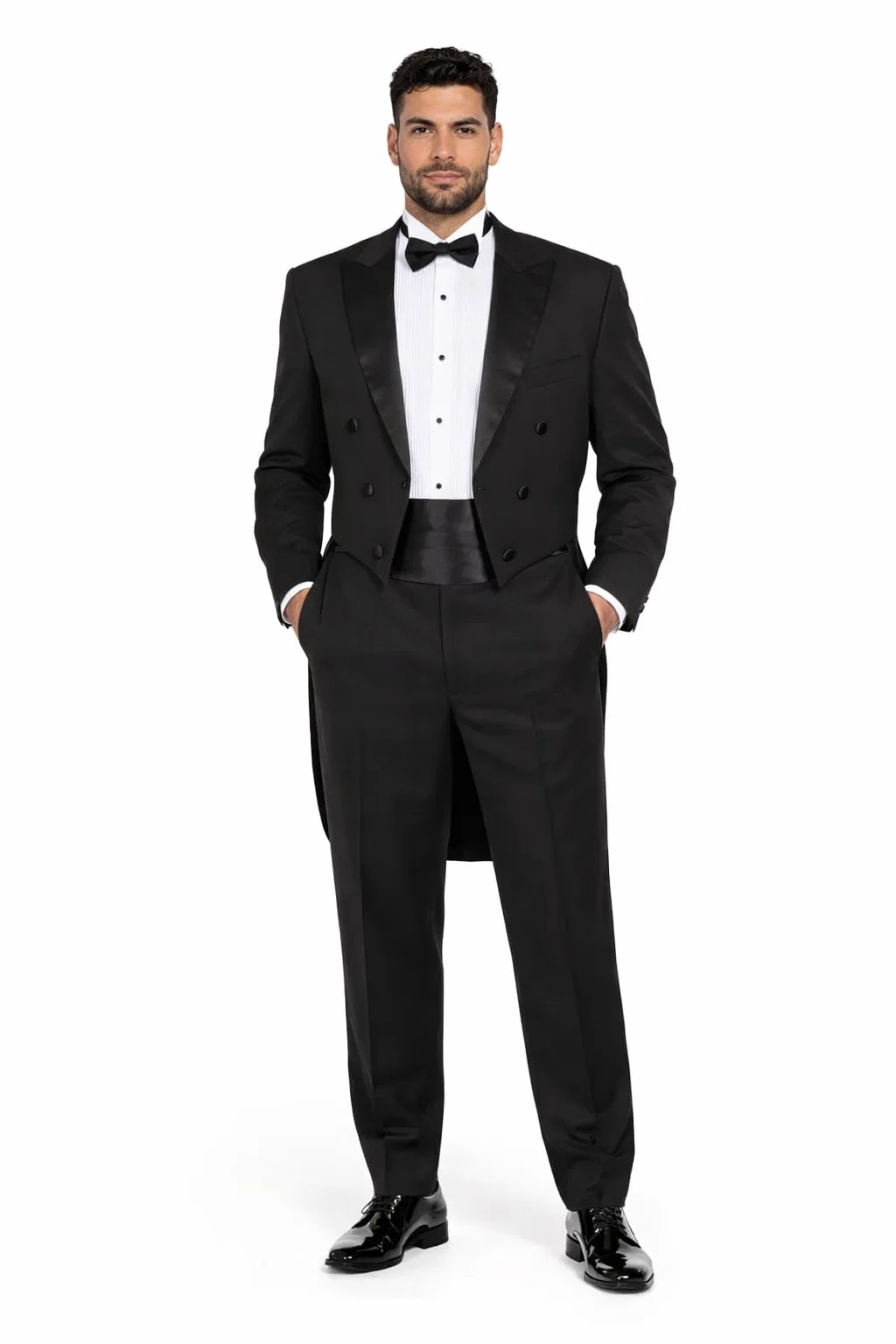 Mens Traditional Polyester Tail Tuxedo in Black
