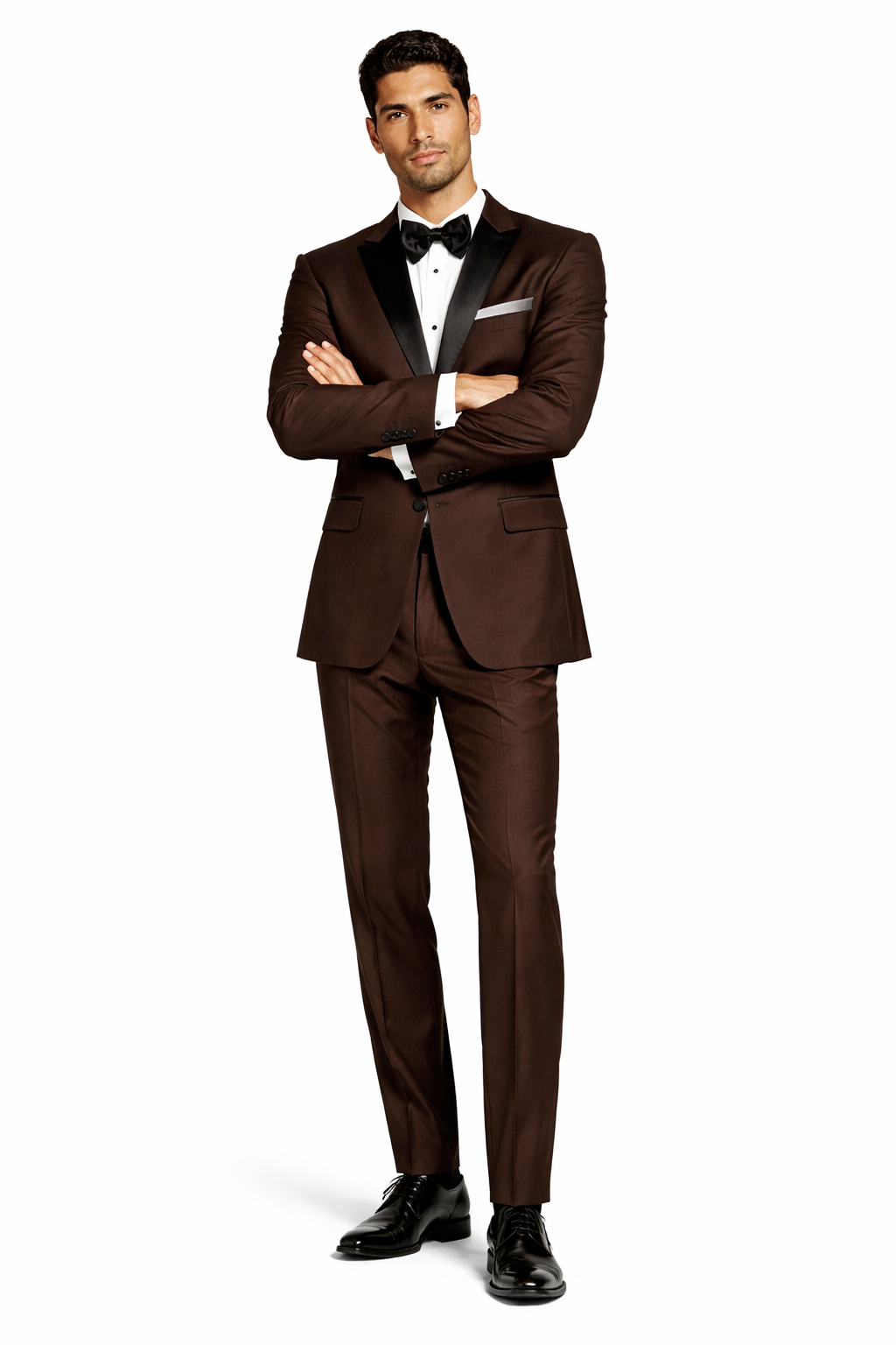 Men's Chocolate Brown Tuxedo With Black Satin Peak Lapel for Men, Formal Wedding and Prom Suit Men's Chocolate Brown Tuxedo With Black Satin Peak Lapel for Men, Formal Wedding and Prom Suit