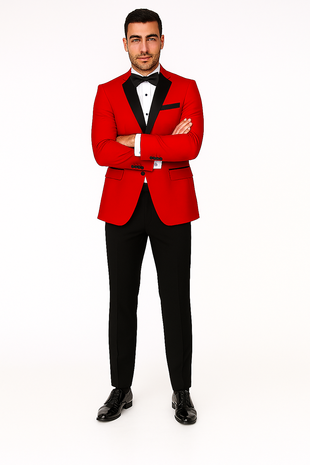 Mens Classic 2 Button Notch Lapel Red Tuxedo
