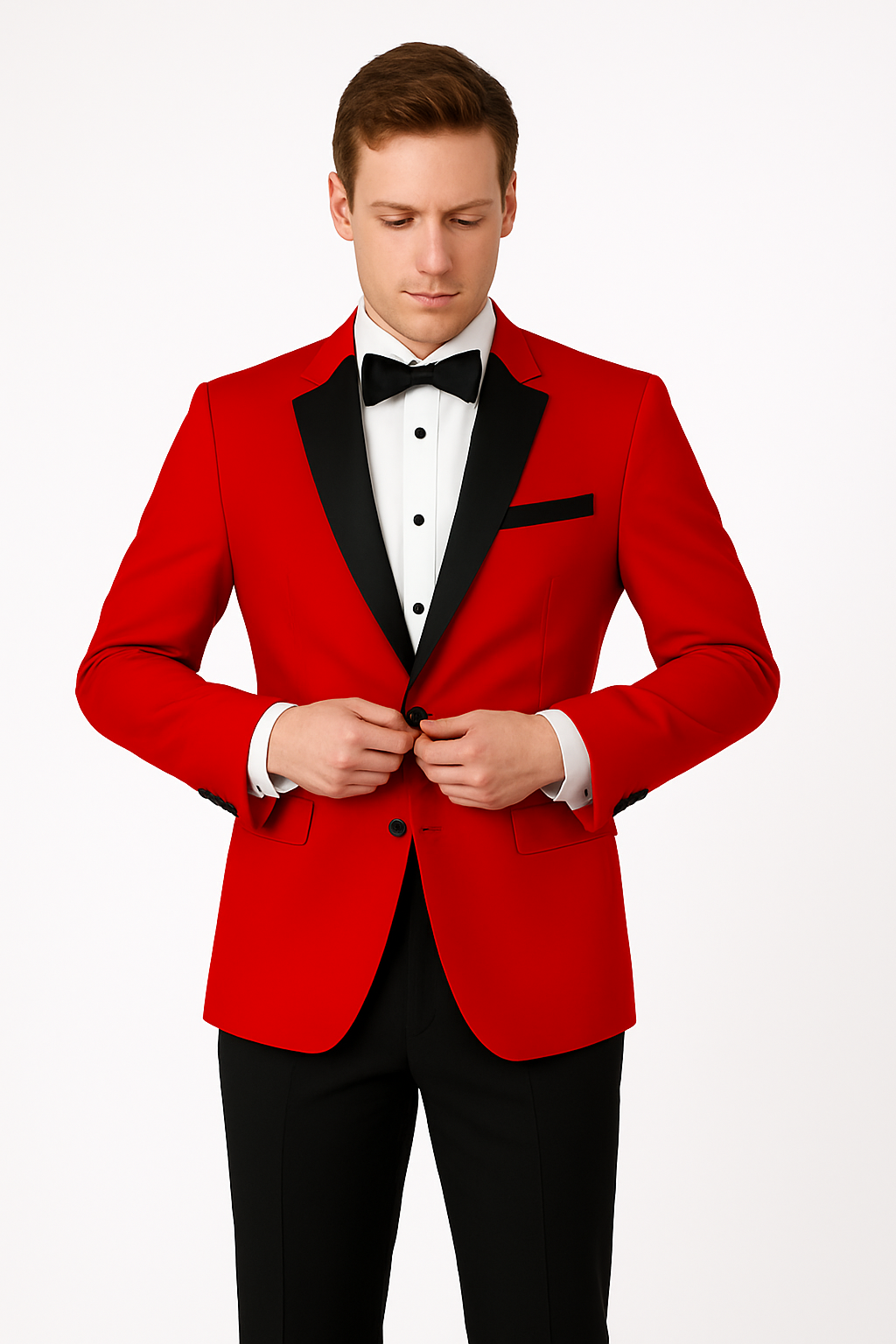 Mens Classic 2 Button Notch Lapel Red Tuxedo