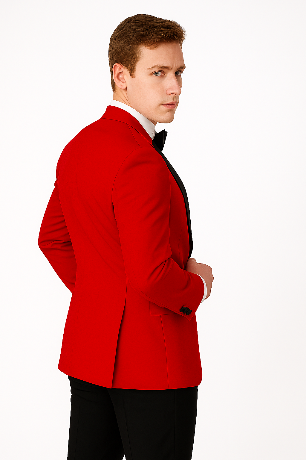 Mens Classic 2 Button Notch Lapel Red Tuxedo