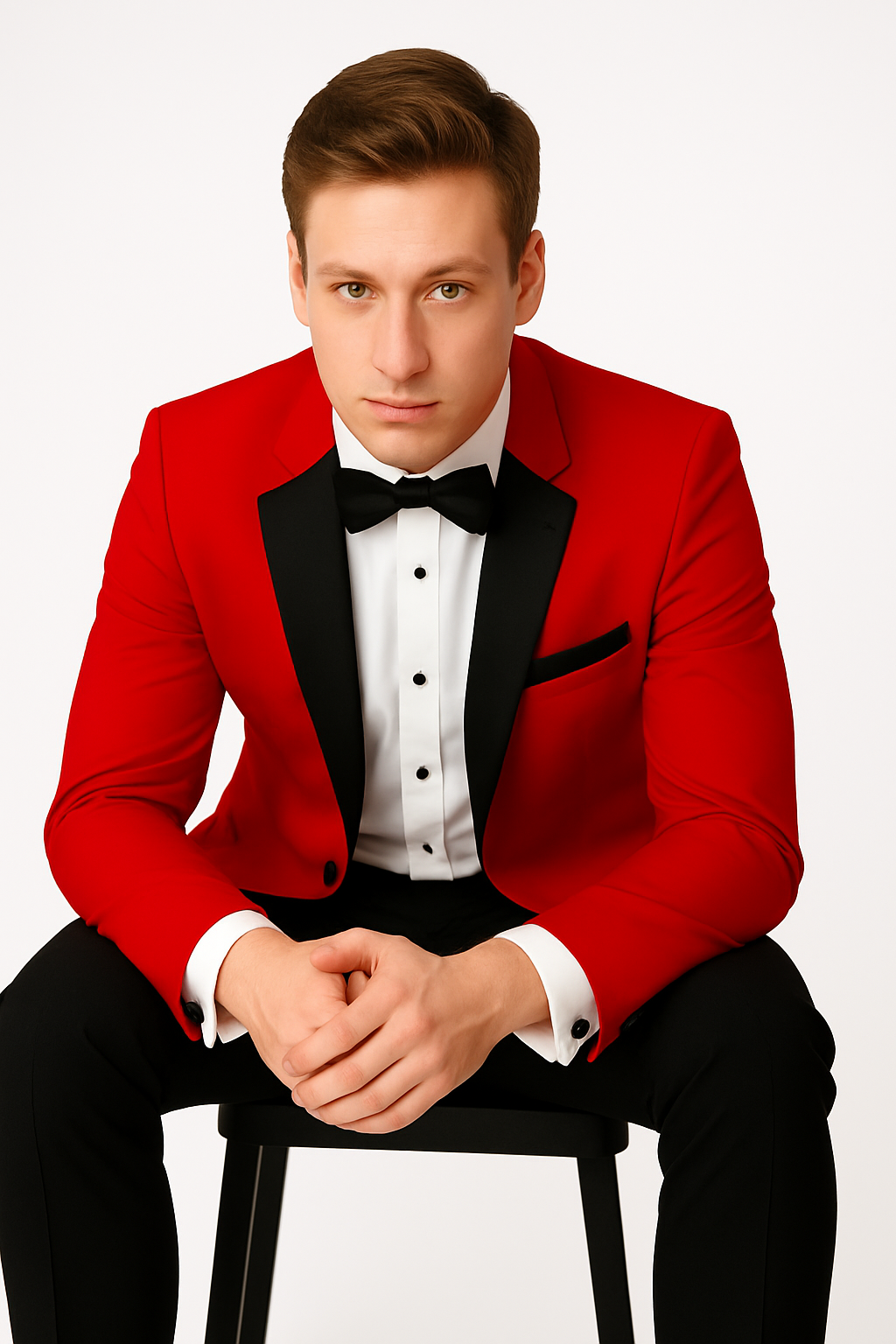 Mens Classic 2 Button Notch Lapel Red Tuxedo