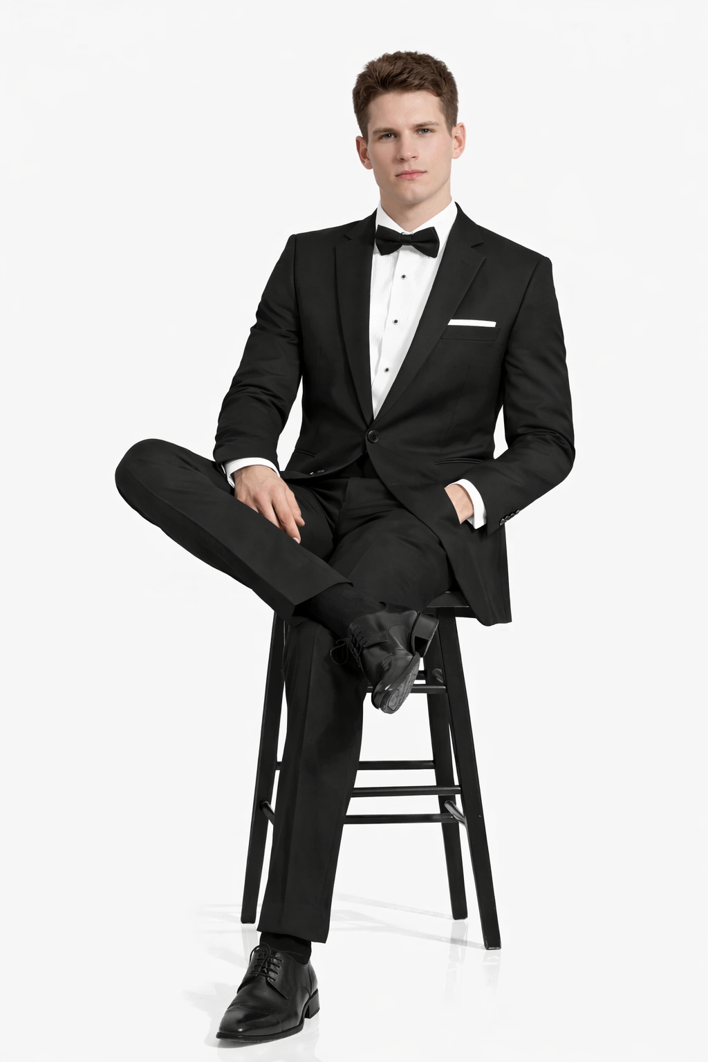 Mens Classic 2 Button Wool Tuxedo in Black
