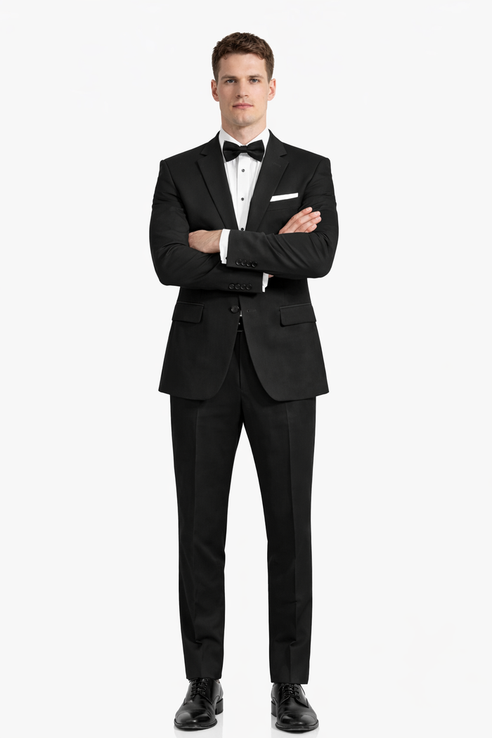 Mens Classic 2 Button Wool Tuxedo in Black