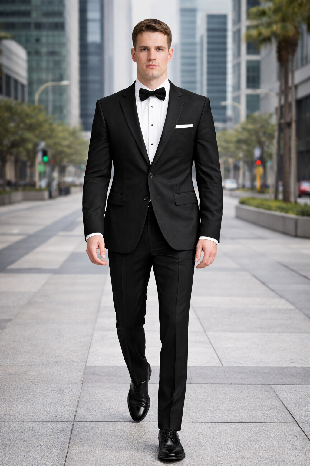 Mens Classic 2 Button Wool Tuxedo in Black
