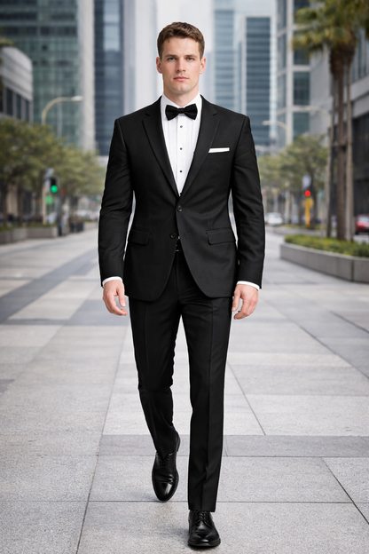 Mens Classic 2 Button Wool Tuxedo in Black