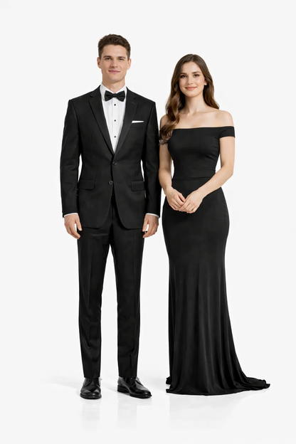 Mens Classic 2 Button Wool Tuxedo in Black