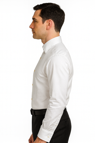 Mens Classic Cotton Wing Collar Plague Front Tuxedo Shirt in White