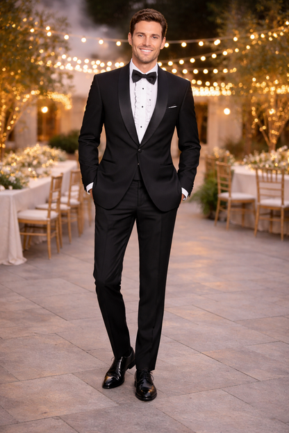 Mens Classic Microfiber Shawl Tuxedo in Black