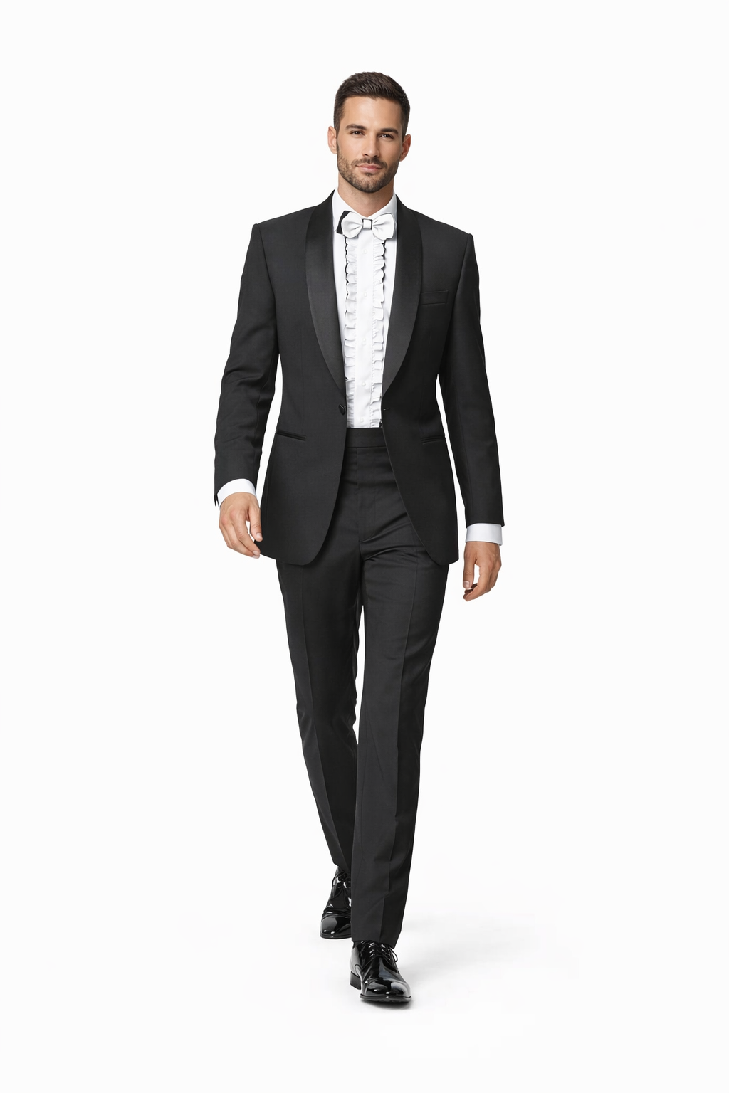 Mens Classic Microfiber Shawl Tuxedo in Black