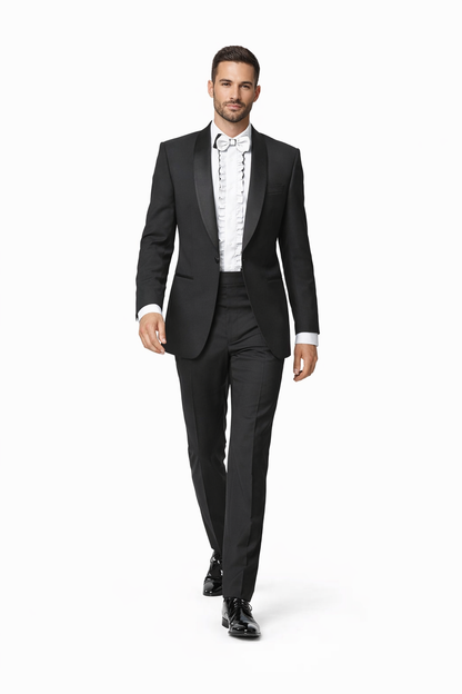 Mens Classic Microfiber Shawl Tuxedo in Black