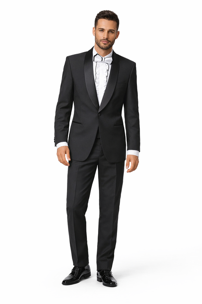 Mens Classic Microfiber Shawl Tuxedo in Black