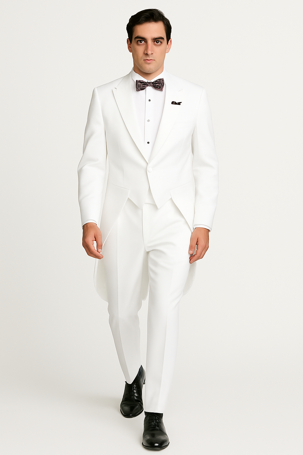 Mens Classic Microfiber Tail Tuxedo in White