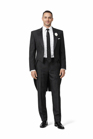 Mens Classic Microfiber Tail Tuxedo in Black