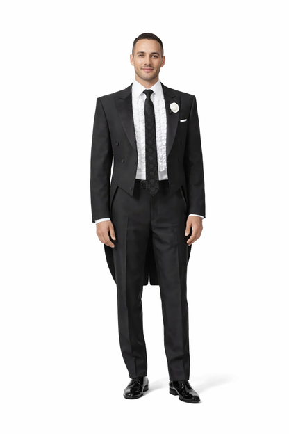 Mens Classic Microfiber Tail Tuxedo in Black