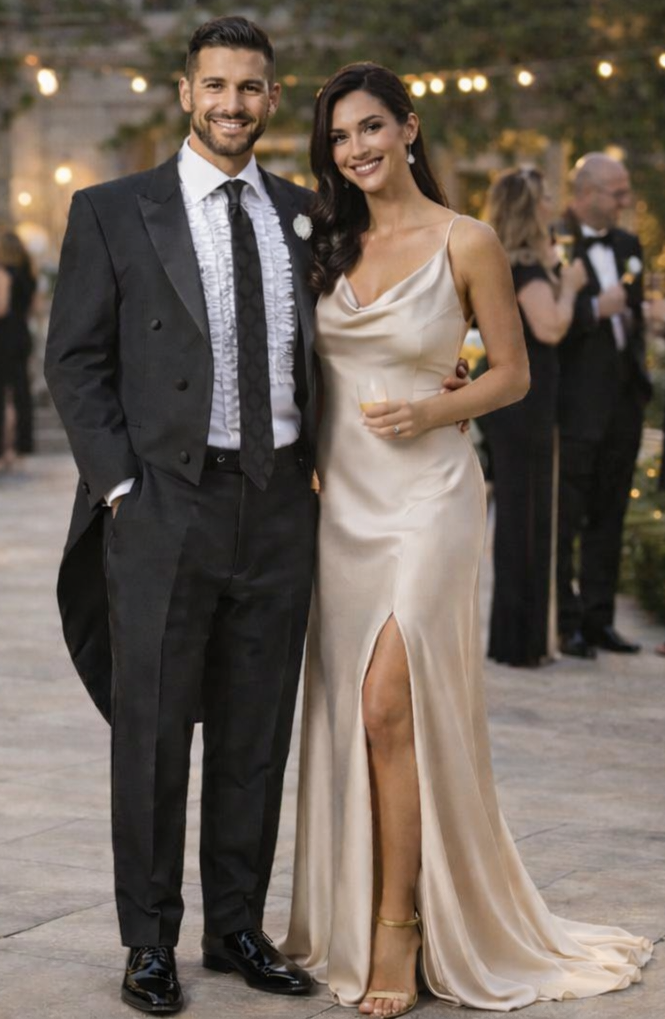 Mens Classic Microfiber Tail Tuxedo in Black