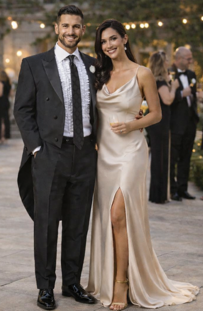 Mens Classic Microfiber Tail Tuxedo in Black