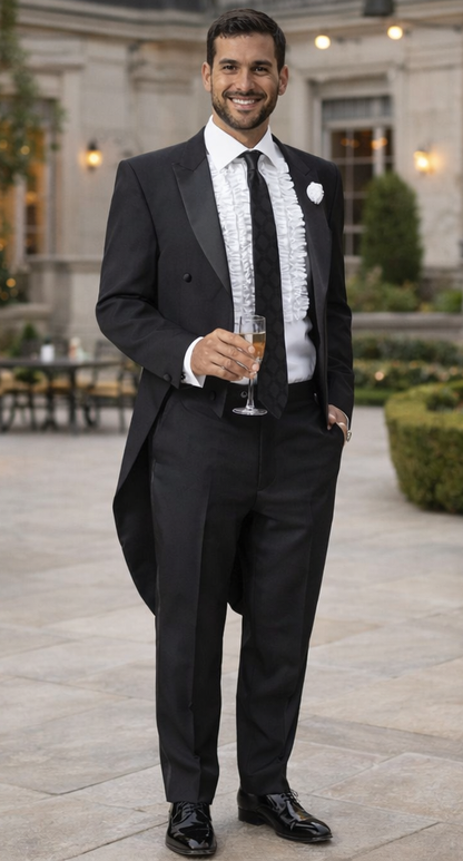 Mens Classic Microfiber Tail Tuxedo in Black