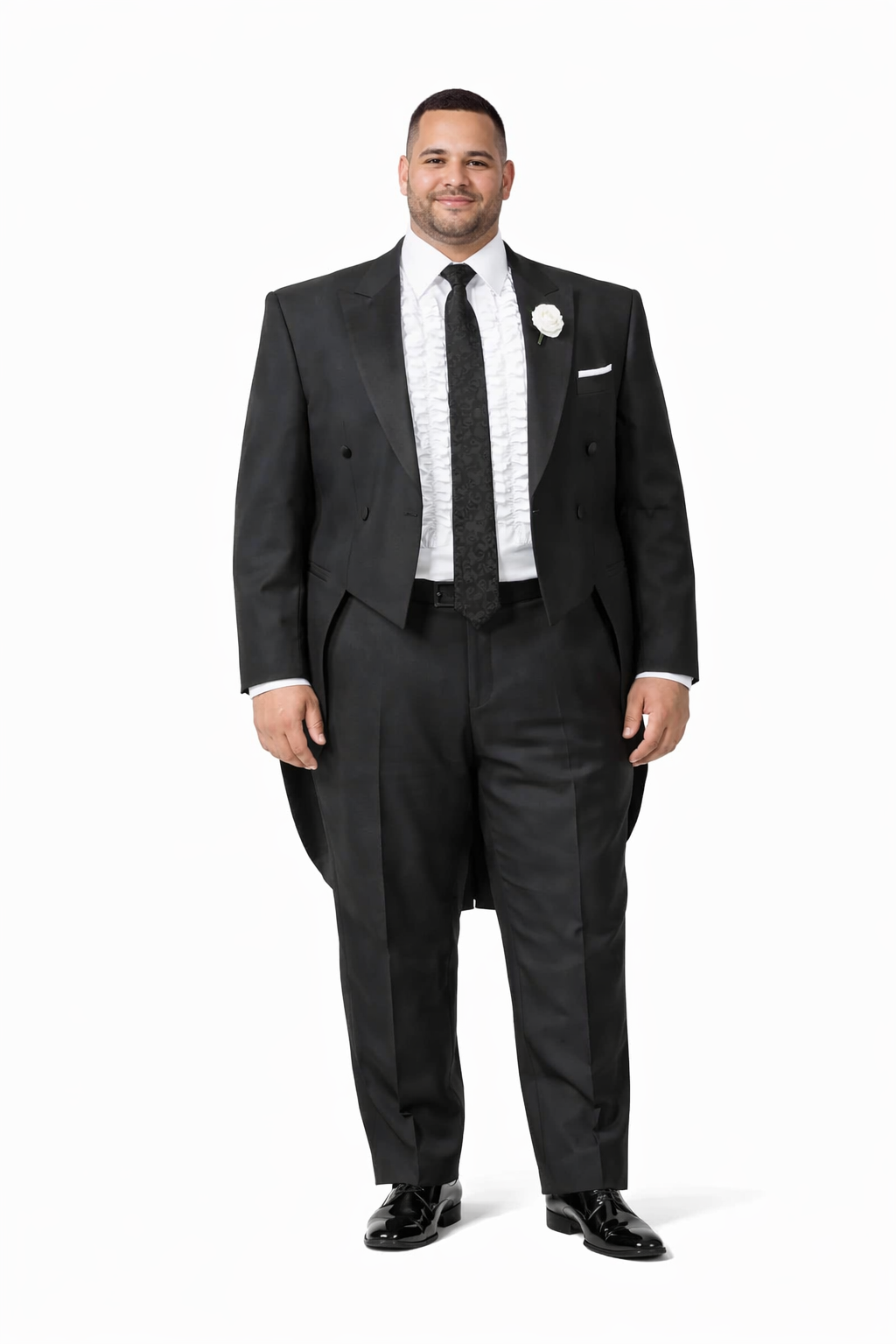 Mens Classic Microfiber Tail Tuxedo in Black