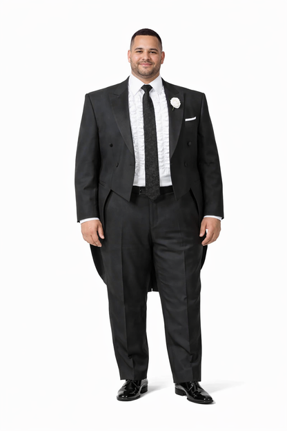 Mens Classic Microfiber Tail Tuxedo in Black