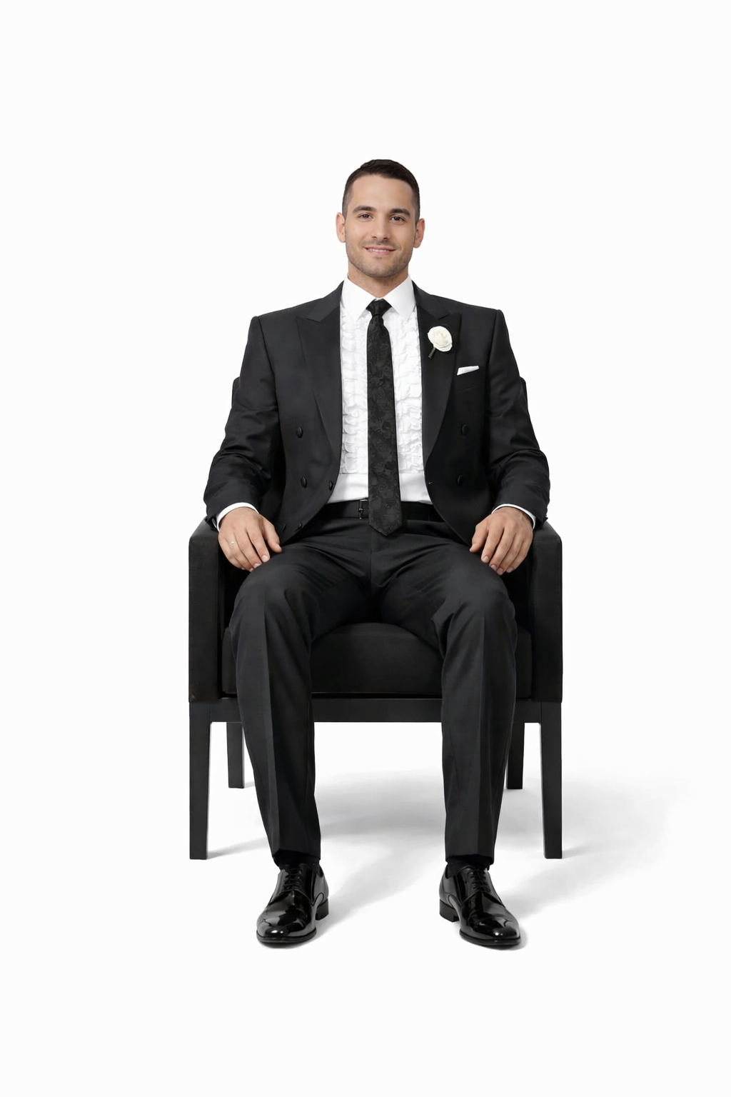 Mens Classic Microfiber Tail Tuxedo in Black