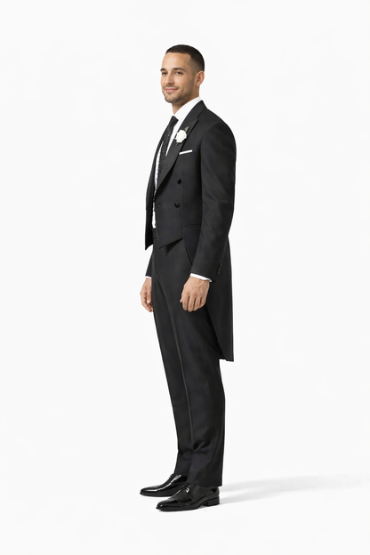 Mens Classic Microfiber Tail Tuxedo in Black