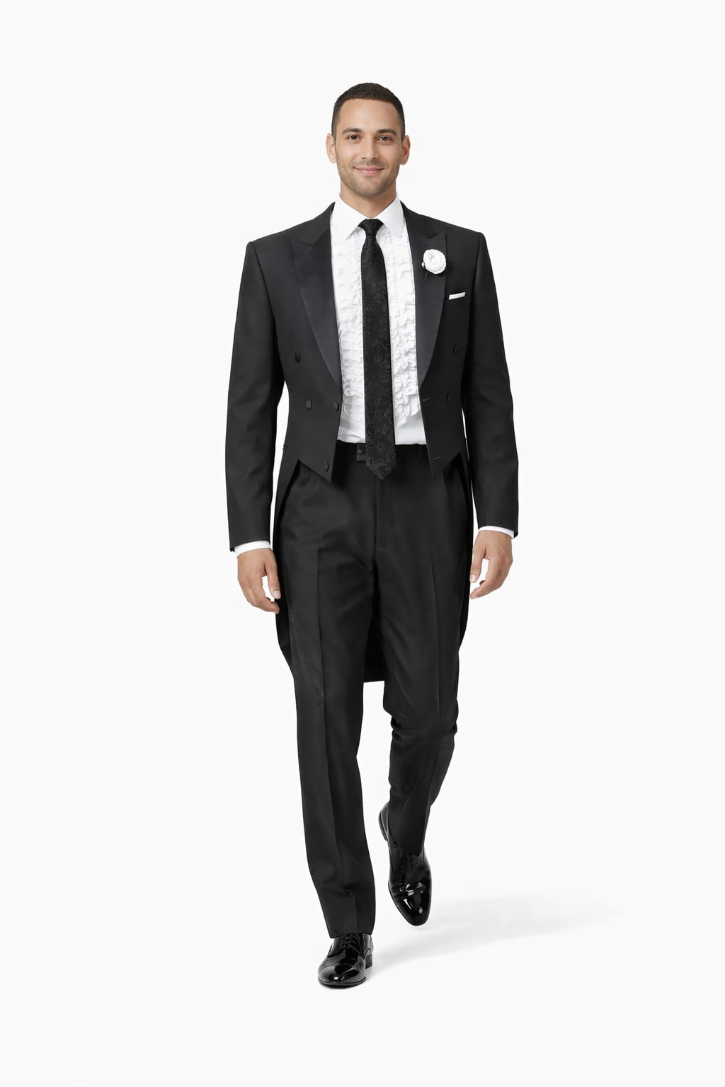 Mens Classic Microfiber Tail Tuxedo in Black