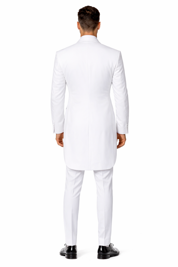 Mens Classic Microfiber Tail Tuxedo in White