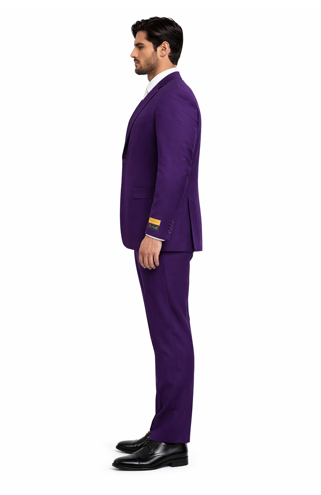 Mens Classic Three-Piece Purple Suit  Formal Slim Fit Tuxedo Set with Vest