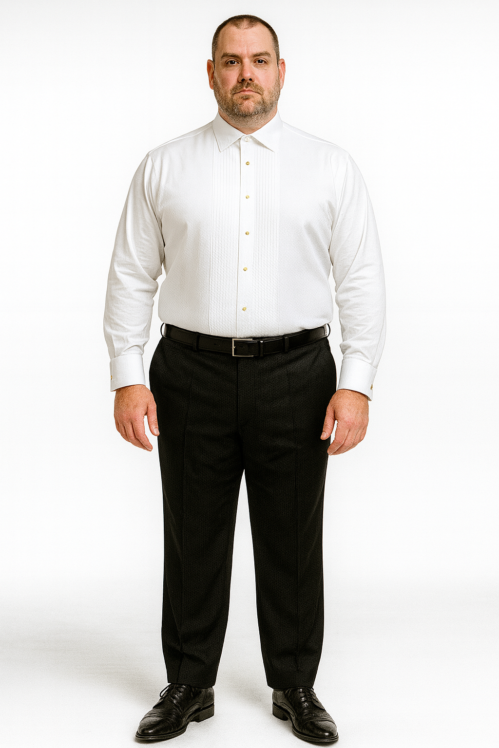 Mens Classic Cotton Wing Collar Plague Front Tuxedo Shirt in White