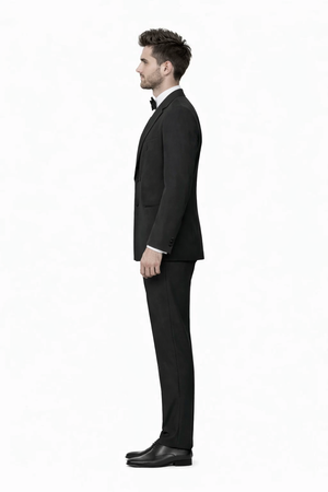 Mens Classic Wool Double Breasted Tuxedo in Black