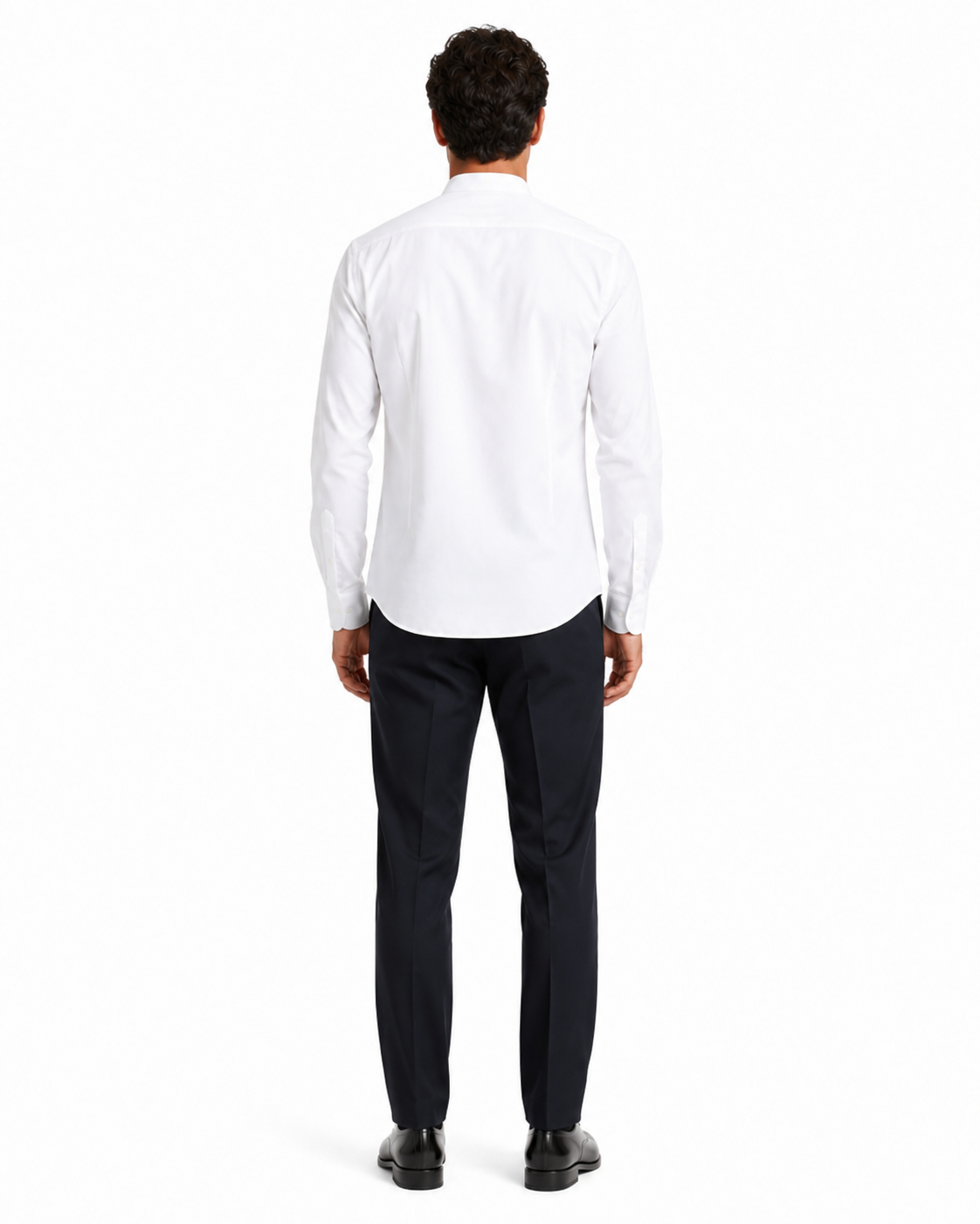 Mens Cotton French Front Mandarin Shirt in White