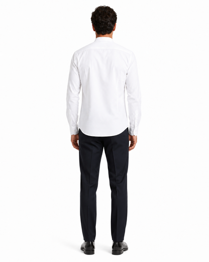 Mens Cotton French Front Mandarin Shirt in White